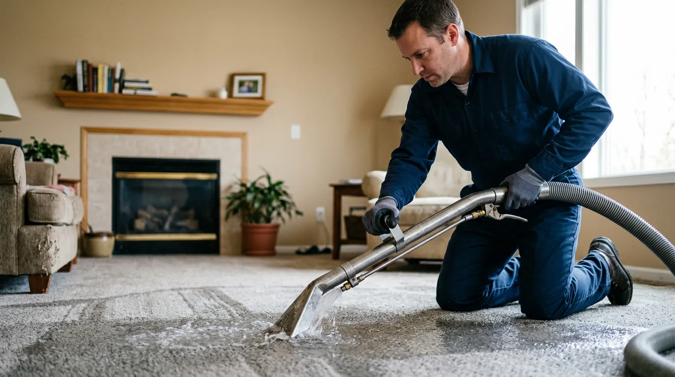 Water damage restoration technician working near Pleasant Garden, NC